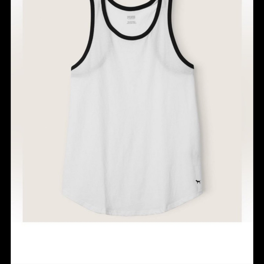 Pink Brand-Sz XXL White Tank Top with Black Trim With Black Dog Logo In Corner. - Picture 8 of 10